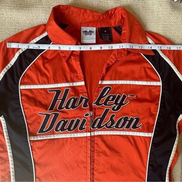 HARLEY DAVIDSON ZIP  FRONT ORANGE BLOUSE - M - Picture 11 of 13